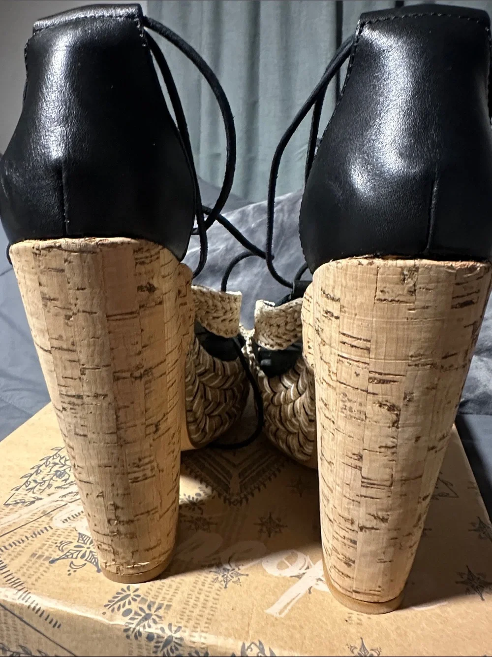 Free People High Society Black & Natural Platform Heel